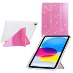 For iPad 2025 / 2022 Y-Fold Clear Acrylic Glitter Smart Leather Tablet Case(Pink)