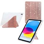 For iPad mini 2024 / mini 6 Y-Fold Clear Acrylic Glitter Smart Leather Tablet Case(Rose Gold)