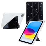 For iPad Air 13 2024 / 2025 / Pro 12.9 Y-Fold Clear Acrylic Glitter Smart Leather Tablet Case(Black)