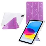 For iPad Air 13 2024 / 2025 / Pro 12.9 Y-Fold Clear Acrylic Glitter Smart Leather Tablet Case(Purple)