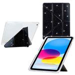 For iPad 9.7 2018 / 2017 / Air 2 / 1 Y-Fold Clear Acrylic Glitter Smart Leather Tablet Case(Black)