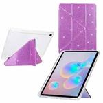 For Samsung Galaxy Tab S10 FE / S9 Y-Fold Clear Acrylic Glitter Smart Leather Tablet Case(Purple)