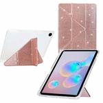 For Samsung Galaxy Tab A9+ Y-Fold Clear Acrylic Glitter Smart Leather Tablet Case(Rose Gold)