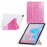 For Samsung Galaxy Tab A9+ Y-Fold Clear Acrylic Glitter Smart Leather Tablet Case(Pink)
