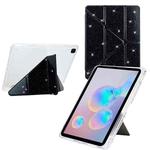 For Samsung Galaxy Tab S6 Lite 2024 Y-Fold Clear Acrylic Glitter Smart Leather Tablet Case(Black)