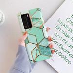 For Huawei P40 Plating Marble Pattern Soft TPU Protective Case(Green Lattice)