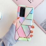 For Huawei P40 Plating Marble Pattern Soft TPU Protective Case(Colorful Lattice)