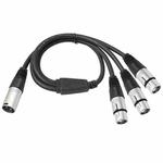 XLR Male to 3 XLR Female 3-Way Splitter Audio Cable, Length: 60cm