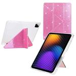 For Xiaomi Pad 7 / 7 Pro Y-Fold Clear Acrylic Glitter Smart Leather Tablet Case(Pink)