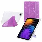 For Xiaomi Pad 7 / 7 Pro Y-Fold Clear Acrylic Glitter Smart Leather Tablet Case(Purple)