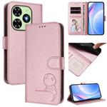 For Tecno Spark Go 2024 / Spark 20 4G Litter Panda Embossing RFID Leather Phone Case with Lanyard(Pink)
