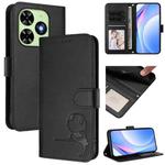 For Tecno Spark Go 2024 / Spark 20 4G Litter Panda Embossing RFID Leather Phone Case with Lanyard(Black)