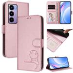 For itel City 100 Litter Panda Embossing RFID Leather Phone Case with Lanyard(Pink)