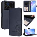 For itel P40 Litter Panda Embossing RFID Leather Phone Case with Lanyard(Blue)