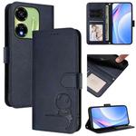 For itel P55 5G Litter Panda Embossing RFID Leather Phone Case with Lanyard(Blue)