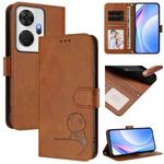 For itel P55+ Litter Panda Embossing RFID Leather Phone Case with Lanyard(Brown)