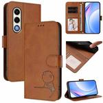 For itel S25 Litter Panda Embossing RFID Leather Phone Case with Lanyard(Brown)