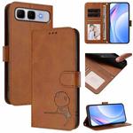 For Infinix Smart 10 Plus 4G Litter Panda Embossing RFID Leather Phone Case with Lanyard(Brown)