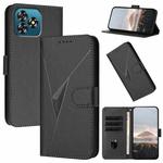 For Oukitel C53 Triangle Pattern Buckle Clasp Leather Phone Case(Black)
