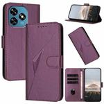 For Oukitel C51 Triangle Pattern Buckle Clasp Leather Phone Case(Dark Purple)