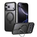 For iPhone 17 Pro Max Double Ring MagSafe Magnetic Holder Phone Case(Matte Black)