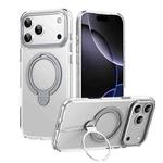 For iPhone 17 Pro Max Double Ring MagSafe Magnetic Holder Phone Case(Transparent)