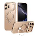 For iPhone 17 Pro Max Double Ring MagSafe Magnetic Holder Phone Case(Bronze)