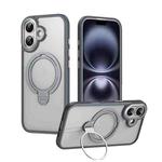 For iPhone 17 Double Ring MagSafe Magnetic Holder Phone Case(Matte Grey)