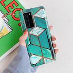 For Huawei P40 Plating Splicing Marble Pattern Soft TPU Protective Case(Green)