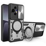 For TCL 50 NxtPaper CD Texture Sliding Camshield Magnetic Holder Phone Case(Silver)