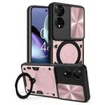 For TCL 50 5G CD Texture Sliding Camshield Magnetic Holder Phone Case(Pink)