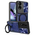 For TCL 50 5G CD Texture Sliding Camshield Magnetic Holder Phone Case(Blue)