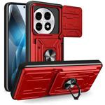 For OnePlus 13 5G Sliding Camshield TPU+PC Phone Case with Card Slot(Red)