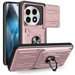 For OnePlus 13 5G Sliding Camshield TPU+PC Phone Case with Card Slot(Rose Gold)