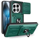 For OnePlus 13 5G Sliding Camshield TPU+PC Phone Case with Card Slot(Dark Green)