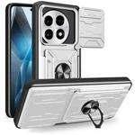 For OnePlus 13 5G Sliding Camshield TPU+PC Phone Case with Card Slot(White)