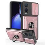 For OnePlus Nord CE4 Lite Sliding Camshield TPU+PC Phone Case with Card Slot(Rose Gold)