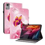 For Lenovo Idea Tab 11 / Xiaoxin Pad 2025 Crystal Texture Colored Drawing Leather Tablet Case(Pink Butterflies)