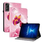 For Lenovo Legion Y700 Gen 4 Crystal Texture Colored Drawing Leather Tablet Case(Pink Butterflies)