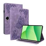 For OPPO Pad SE 11 inch Butterfly Flower Embossed Leather Tablet Case(Purple)