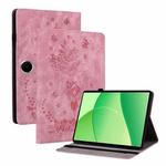 For OPPO Pad SE 11 inch Butterfly Rose Embossed Leather Tablet Case(Pink)