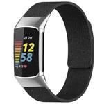 For Fitbit Charge 5 / Charge 6 xDfind Litchi Texture Magnetic Silicone Watch Band(Black)