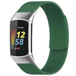 For Fitbit Charge 5 / Charge 6 xDfind Litchi Texture Magnetic Silicone Watch Band(Dark Green)