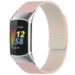 For Fitbit Charge 5 / Charge 6 xDfind Litchi Texture Magnetic Silicone Watch Band(Pink Sstarlight)