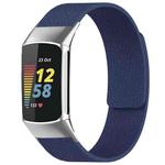 For Fitbit Charge 5 / Charge 6 xDfind Litchi Texture Magnetic Silicone Watch Band(Midnight Blue)