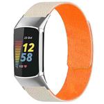 For Fitbit Charge 5 / Charge 6 xDfind Litchi Texture Magnetic Silicone Watch Band(Starlight Orange)