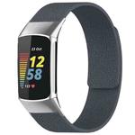 For Fitbit Charge 5 / Charge 6 xDfind Litchi Texture Magnetic Silicone Watch Band(Grey)