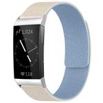For Fitbit Charge 4 / Charge 3 xDfind Litchi Texture Magnetic Silicone Watch Band(White Blue)