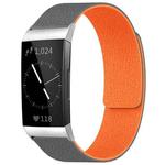 For Fitbit Charge 4 / Charge 3 xDfind Litchi Texture Magnetic Silicone Watch Band(Grey Orange)