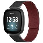 For Fitbit Versa 4/Versa3/Sense2/Sense xDfind Litchi Texture Magnetic Silicone Watch Band(Black Red)